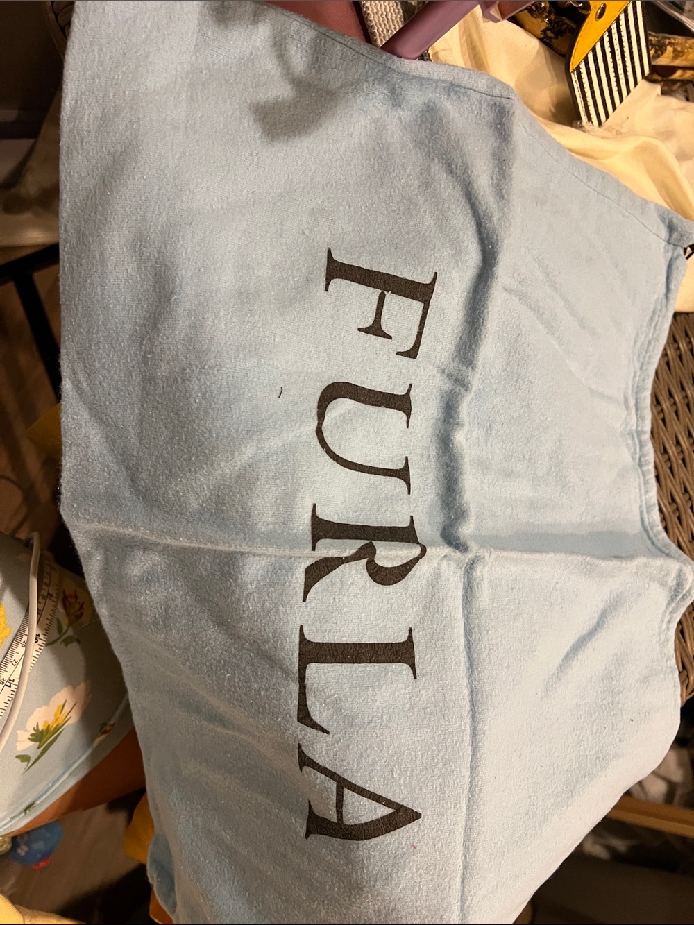 Furla Light Blue fabric with Black Logo